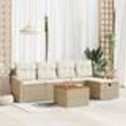 vidaXL Ensemble de canapé de jardin 6 pièces avec coussins Beige en poly rotin