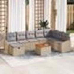 vidaXL Ensemble de canapé de jardin 9 pièces avec coussins beige en poly rotin