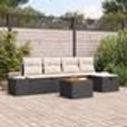 vidaXL Ensemble de canapé de jardin de 6 pièces avec coussins en poly rattan noir