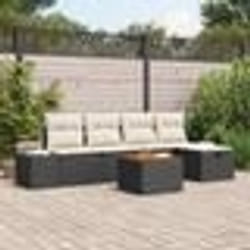 vidaXL Ensemble de canapé de jardin de 6 pièces avec coussins en poly rattan noir
