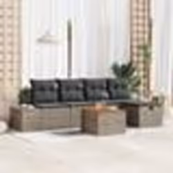 vidaXL Set de canapé de jardin 6 pièces avec coussins gris en poly rattan