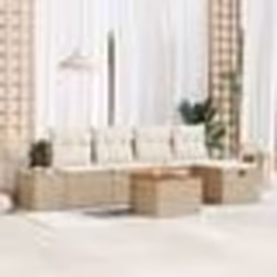 vidaXL Ensemble de canapé de jardin 6 pièces avec coussins beige en poly rotin