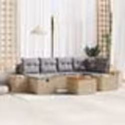 vidaXL Ensemble de canapé de jardin de 7 pièces avec coussins Beige en poly rattan