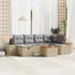 vidaXL Ensemble de canapé de jardin de 7 pièces avec coussins Beige en poly rattan