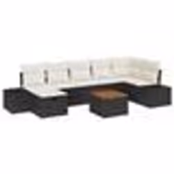 vidaXL Ensemble de Canapé de Jardin 8 Pièces avec Coussins Noir Rotin Poly