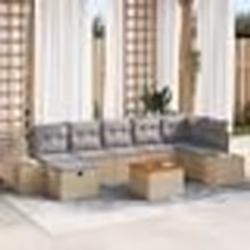 vidaXL Ensemble de canapés de jardin 8 pièces avec coussins beige en poly rotin