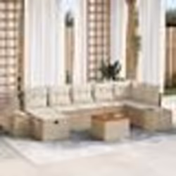 vidaXL Ensemble de canapé de jardin 8 pièces avec coussins beige en poly rattan