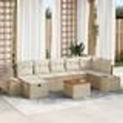 vidaXL Ensemble de canapé de jardin 8 pièces avec coussins beige en poly rattan