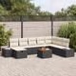 vidaXL Ensemble de canapé de jardin 9 pièces avec coussins Noir Poly Rattan