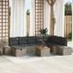 vidaXL Ensemble de jardin 9 pièces avec coussins gris en poly rotin