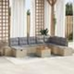 vidaXL Ensemble de Canapé de Jardin 9 Pièces avec Coussins Beige en Poly Rattan