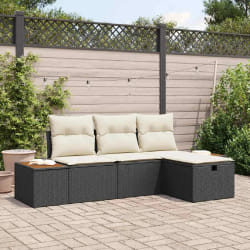 vidaXL Ensemble de canapé de jardin 4 pcs Noir 55 x 62 x 69 cm