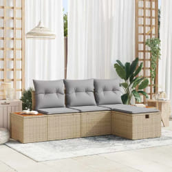 vidaXL Ensemble de canapé de jardin 4 pcs Beige 55 x 62 x 69 cm