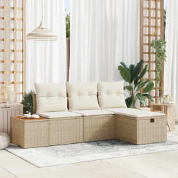 vidaXL Ensemble de canapé de jardin 4 pcs Beige 55 x 62 x 69 cm