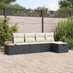 vidaXL Ensemble de canapé de jardin 5 pcs Noir 55 x 62 x 69 cm