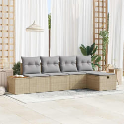 vidaXL Ensemble de canapé de jardin 5 pcs Beige 55 x 62 x 69 cm