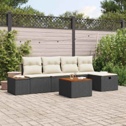 vidaXL Ensemble de canapé de jardin 6 pcs Noir 55 x 62 x 69 cm