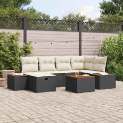 vidaXL Ensemble de canapé de jardin 7 pcs Noir 55 x 62 x 69 cm