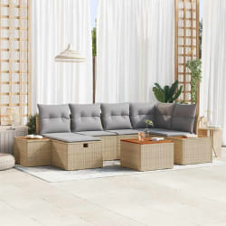vidaXL Ensemble de canapé de jardin 7 pcs Beige 55 x 62 x 69 cm