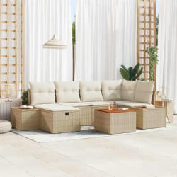 vidaXL Ensemble de canapé de jardin 7 pcs Beige 55 x 62 x 69 cm