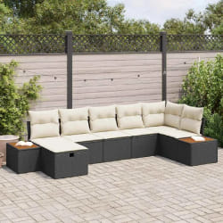 vidaXL Ensemble de canapé de jardin 7 pcs Noir 55 x 62 x 69 cm