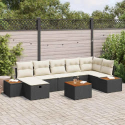 vidaXL Ensemble de canapé de jardin 8 pcs Noir 55 x 62 x 69 cm