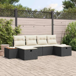 vidaXL Ensemble de canapé de jardin 6 pcs Noir 55 x 62 x 69 cm