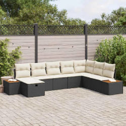 vidaXL Ensemble de canapé de jardin 8 pcs Noir 55 x 62 x 69 cm
