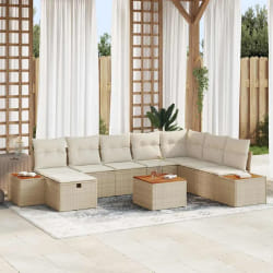 vidaXL Ensemble de canapé de jardin 9 pcs Beige 55 x 62 x 69 cm