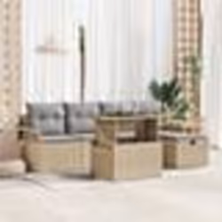 Ensemble de canapé de jardin vidaXL 6 pièces avec coussins rattan beige