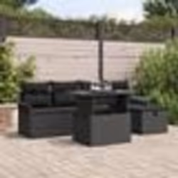 Ensemble de sofa de jardin vidaXL 6 pièces avec coussins Noir Poly Rattan