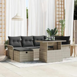 vidaXL Ensemble de canapé de jardin 7 pcs Gris clair Poly rotin