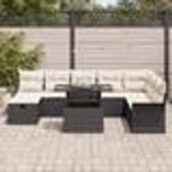 Ensemble de canapé de jardin vidaXL 9 pièces avec coussins - Rotin noir