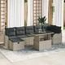 Ensemble de canapé de jardin 8 pièces avec coussins gris clair poly rotin