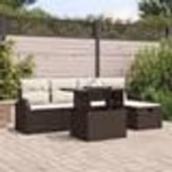 vidaXL Canapés de Jardin 6 Pièces avec Coussins Marron Poly Rattan