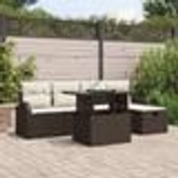 vidaXL Canapés de Jardin 6 Pièces avec Coussins Marron Poly Rattan