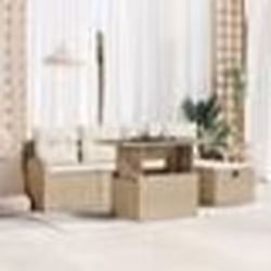 Ensemble de canapé de jardin 6 pièces avec coussins Beige Poly Rattan
