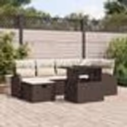 Canapé de jardin vidaXL 7 pièces avec coussins marron poly rattan