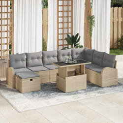 Ensemble De Canapé De Jardin 9 Pcs Beige Poly Rotin Vidaxl
