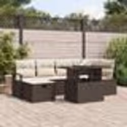 Canapé de jardin 7 pièces avec coussins Marron Poly Rattan