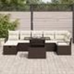 Canapés de jardin 8 pièces avec coussins en rattan poly marron
