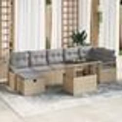 Ensemble de Canapé de Jardin 8 Pièces avec Coussins Beige