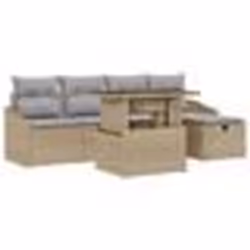 vidaXL Ensemble de canapés de jardin 6 pièces avec coussins beige en poly rotin