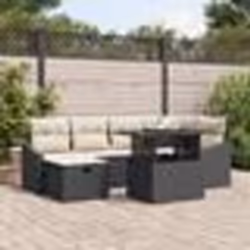 vidaXL Ensemble de canapé de jardin 7 pièces avec des coussins en poly rotin noir