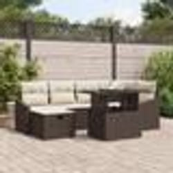 vidaXL Ensemble de canapé de jardin 7 pièces avec coussins marron en rattan synthétique