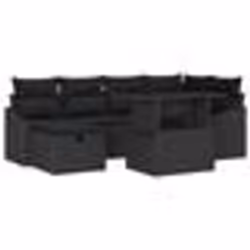 vidaXL Canapé de jardin 7 pièces avec coussins en polyrotin noir