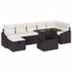 vidaXL Canapé de jardin 8 pièces avec coussins, noir en poly rotin
