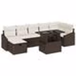 vidaXL Ensemble de Canapé de Jardin de 8 Pièces avec Coussins Brun Rattan Poly