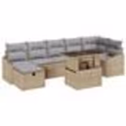 vidaXL Ensemble de canapé de jardin 8 pièces avec des coussins beiges en poly rotin