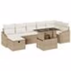 vidaXL Ensemble de jardin 8 pièces avec des coussins beiges en poly rotin